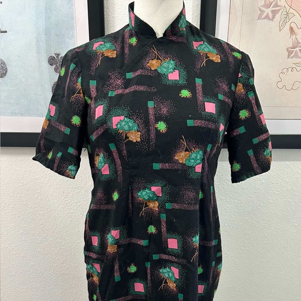 Elegant Vintage Black Patterned Dress